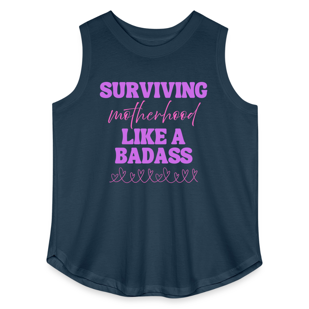 Surviving Motherhood Like A Badass - Women’s Curvy Tank - denim