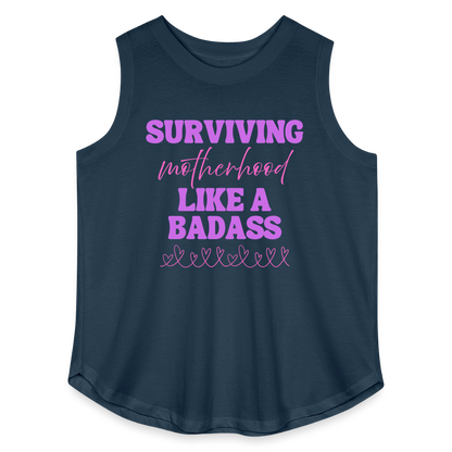 Surviving Motherhood Like A Badass - Women’s Curvy Tank - denim