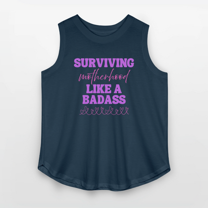 Surviving Motherhood Like A Badass - Women’s Curvy Tank - denim