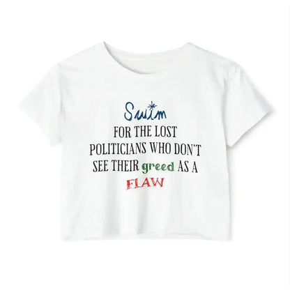 "Swim For The Lost Politicians Who Don't See Their Greed As A Flaw" - Jack's Mannequin Swim Lyric Inspired Crop Top - Cady Creations