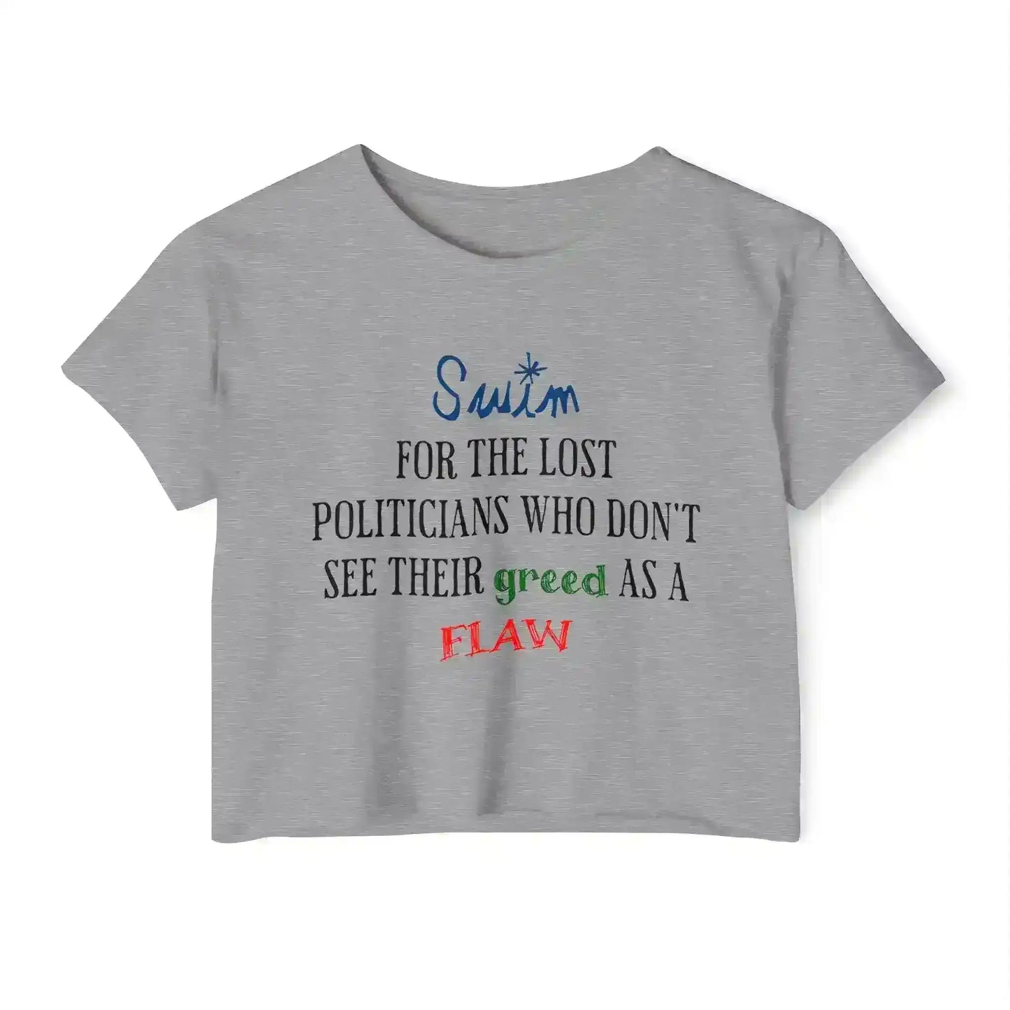 "Swim For The Lost Politicians Who Don't See Their Greed As A Flaw" - Jack's Mannequin Swim Lyric Inspired Crop Top - Cady Creations