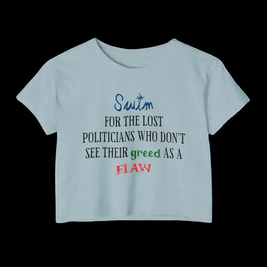 "Swim For The Lost Politicians Who Don't See Their Greed As A Flaw" - Jack's Mannequin Swim Lyric Inspired Crop Top - Cady Creations