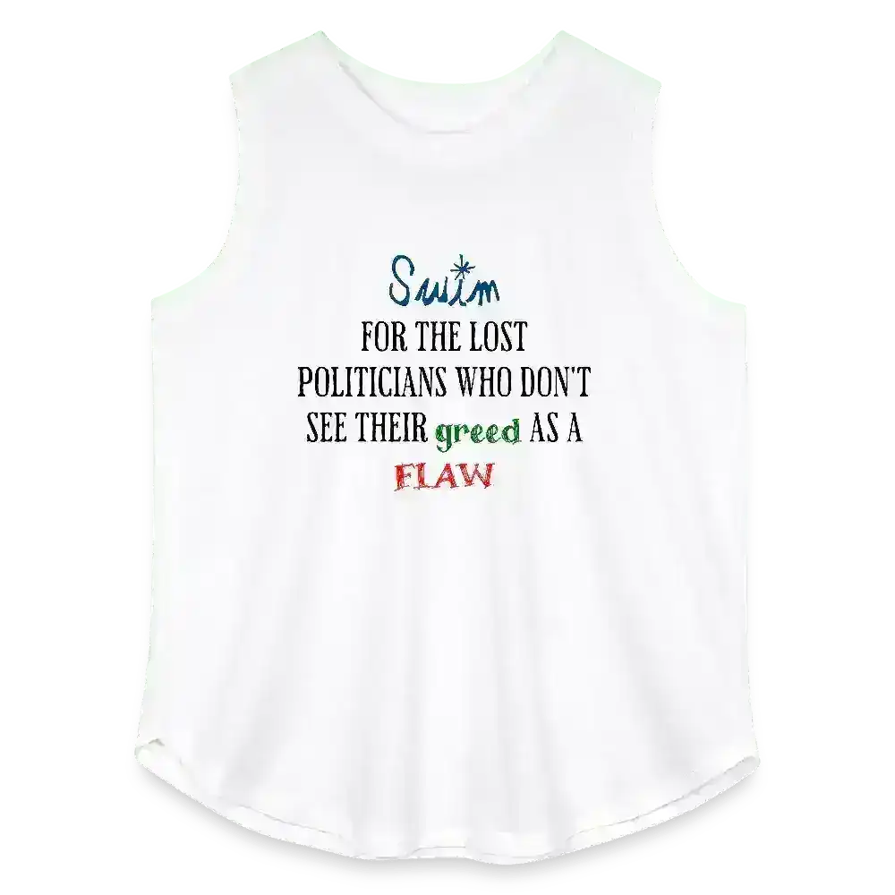 "Swim For The Lost Politicians Who Don't See Their Greed As A Flaw" - Jack's Mannequin Swim Lyric Inspired Curvy Relaxed Tank Top - Cady Creations