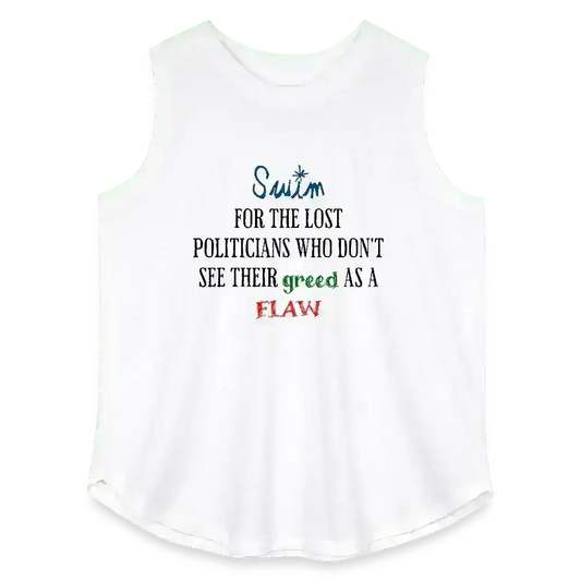 "Swim For The Lost Politicians Who Don't See Their Greed As A Flaw" - Jack's Mannequin Swim Lyric Inspired Curvy Relaxed Tank Top - Cady Creations