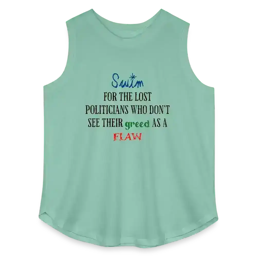 "Swim For The Lost Politicians Who Don't See Their Greed As A Flaw" - Jack's Mannequin Swim Lyric Inspired Curvy Relaxed Tank Top - Cady Creations