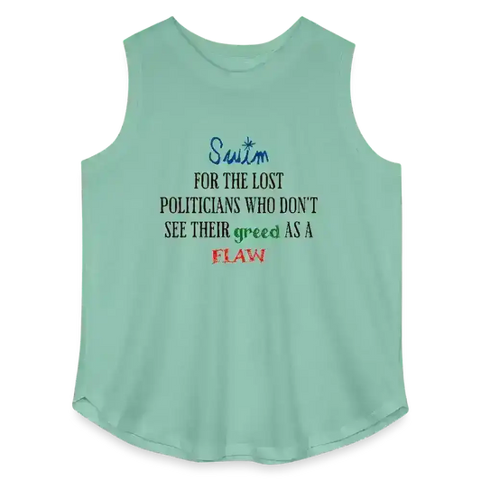 "Swim For The Lost Politicians Who Don't See Their Greed As A Flaw" - Jack's Mannequin Swim Lyric Inspired Curvy Relaxed Tank Top - Cady Creations