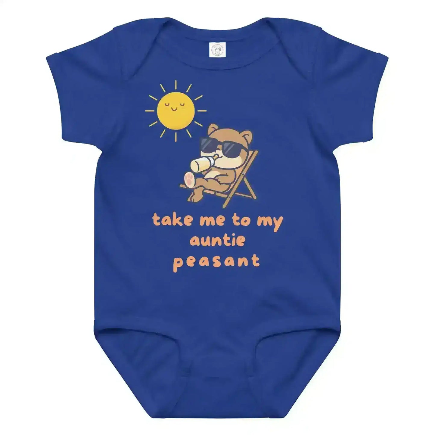 Take Me To My Auntie Peasant Cool Bear Baby Onesie - Cady Creations
