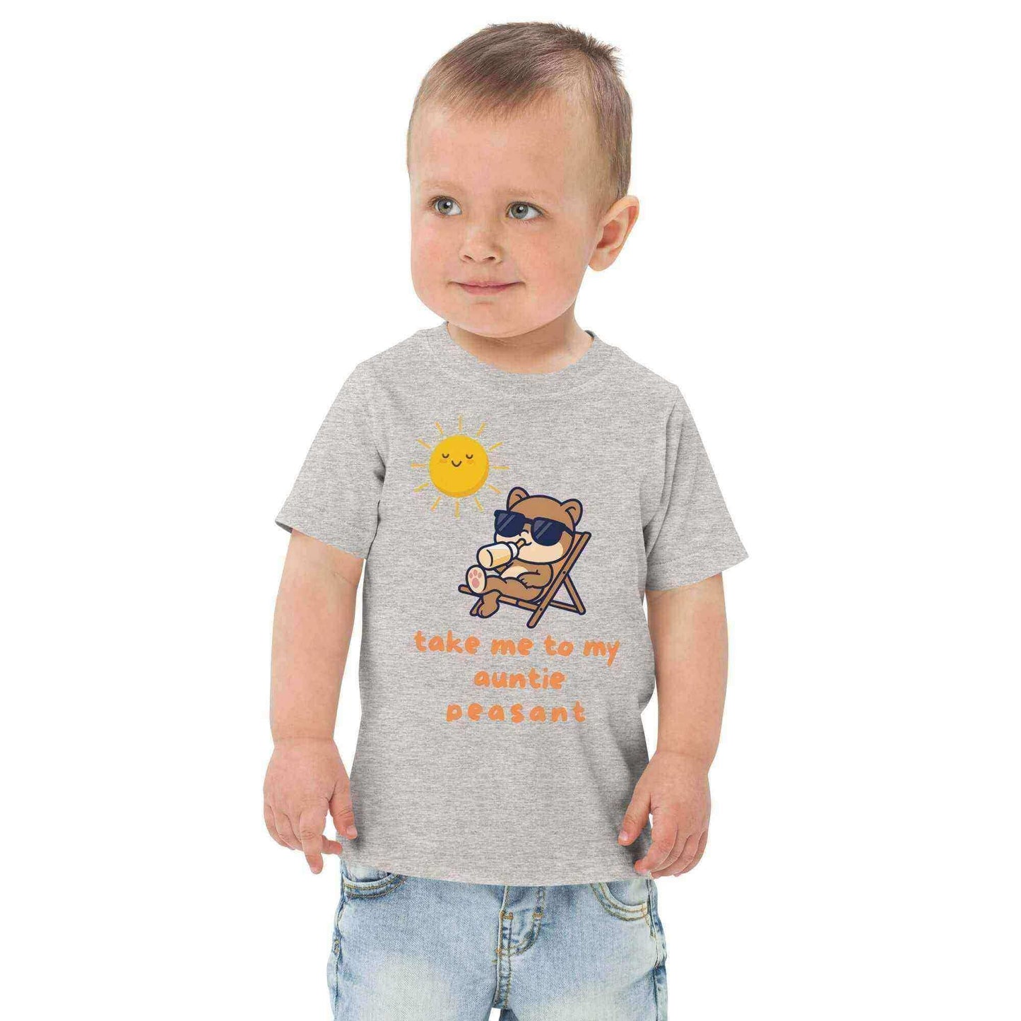 Take Me To My Auntie Peasant Cool Bear Toddler Tee - Cady Creations