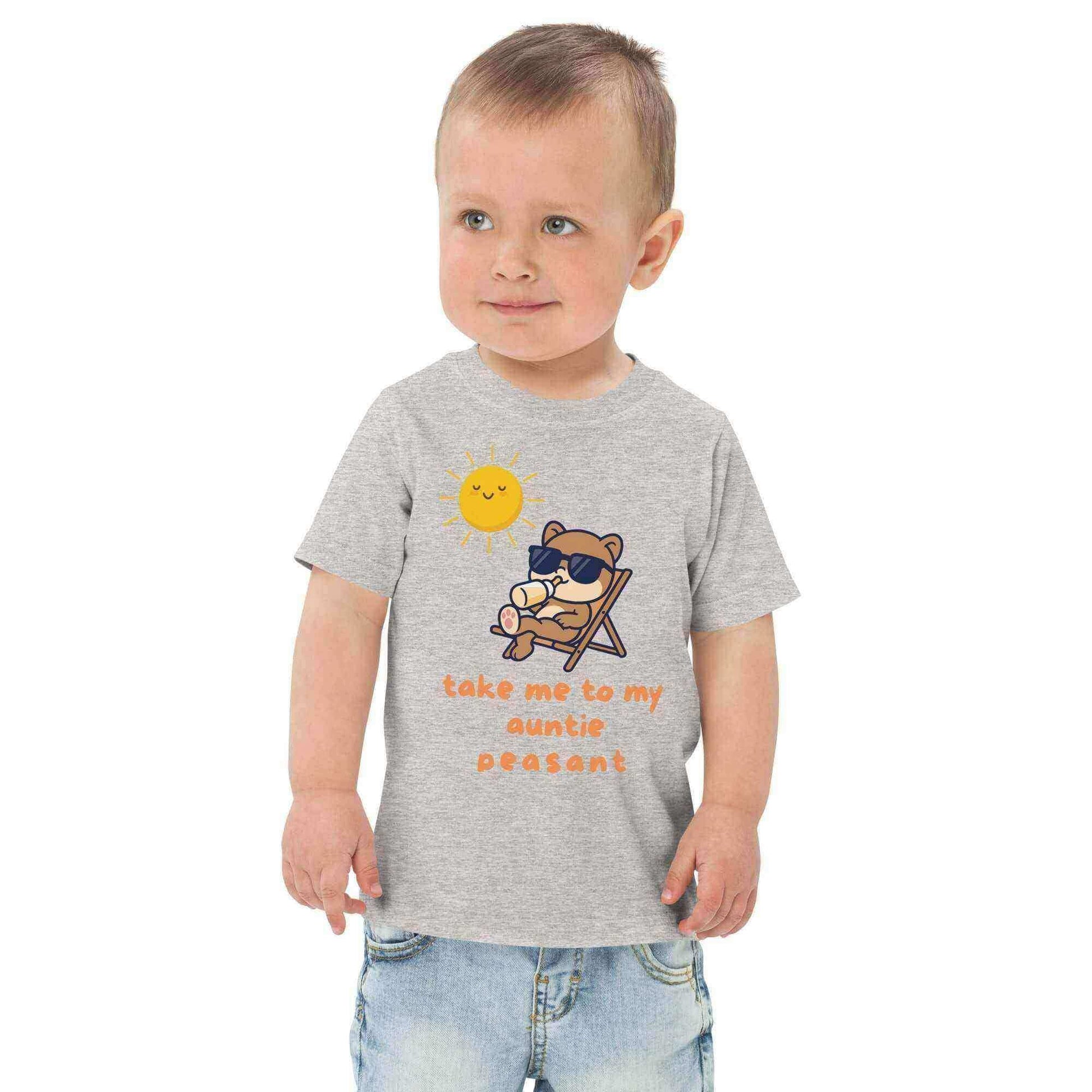 Take Me To My Auntie Peasant Cool Bear Toddler Tee - Cady Creations