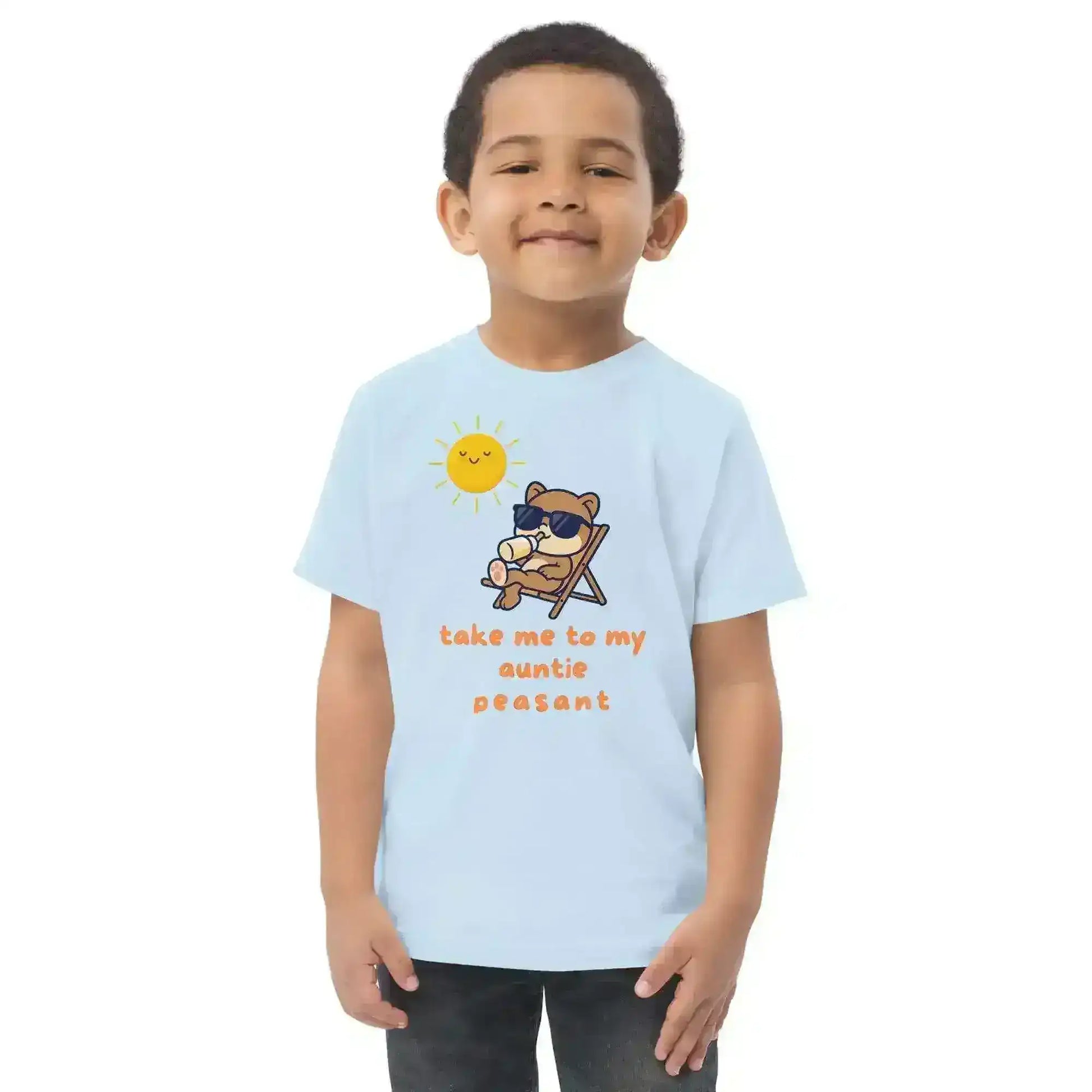Take Me To My Auntie Peasant Cool Bear Toddler Tee - Cady Creations