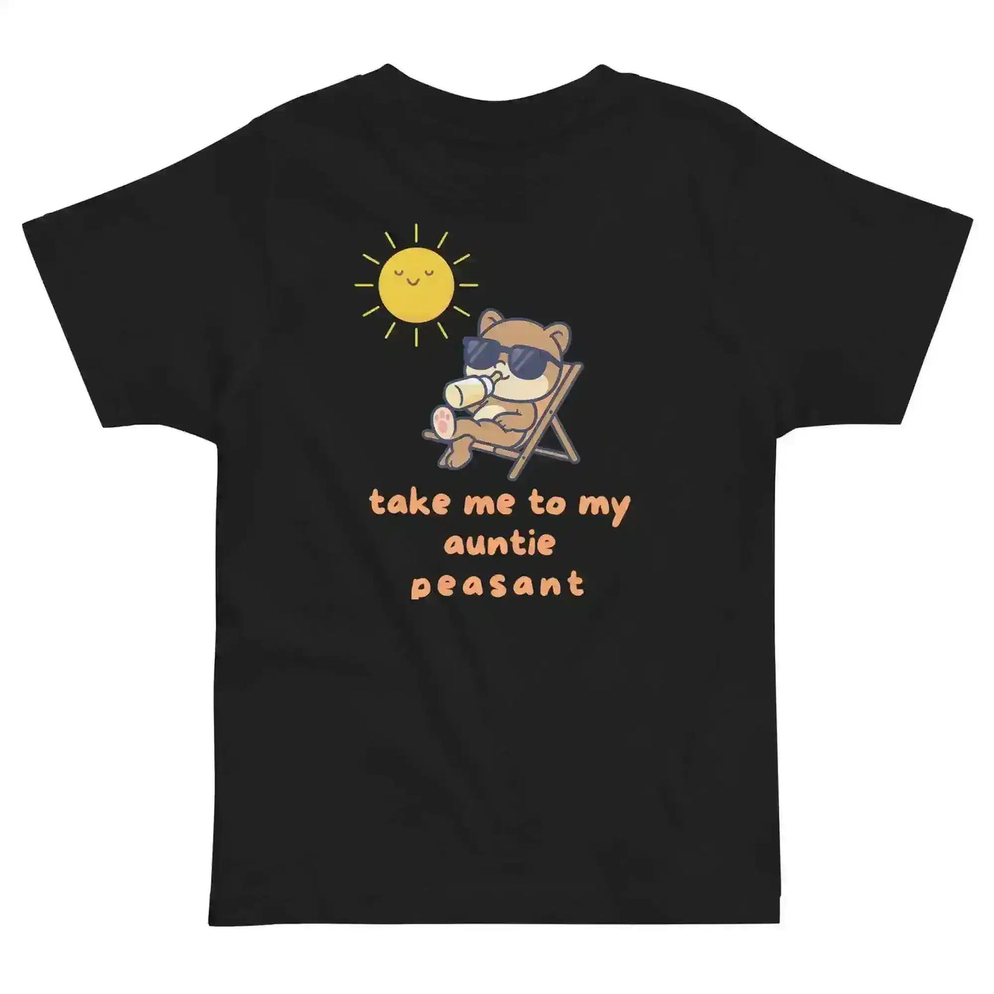 Take Me To My Auntie Peasant Cool Bear Toddler Tee - Cady Creations