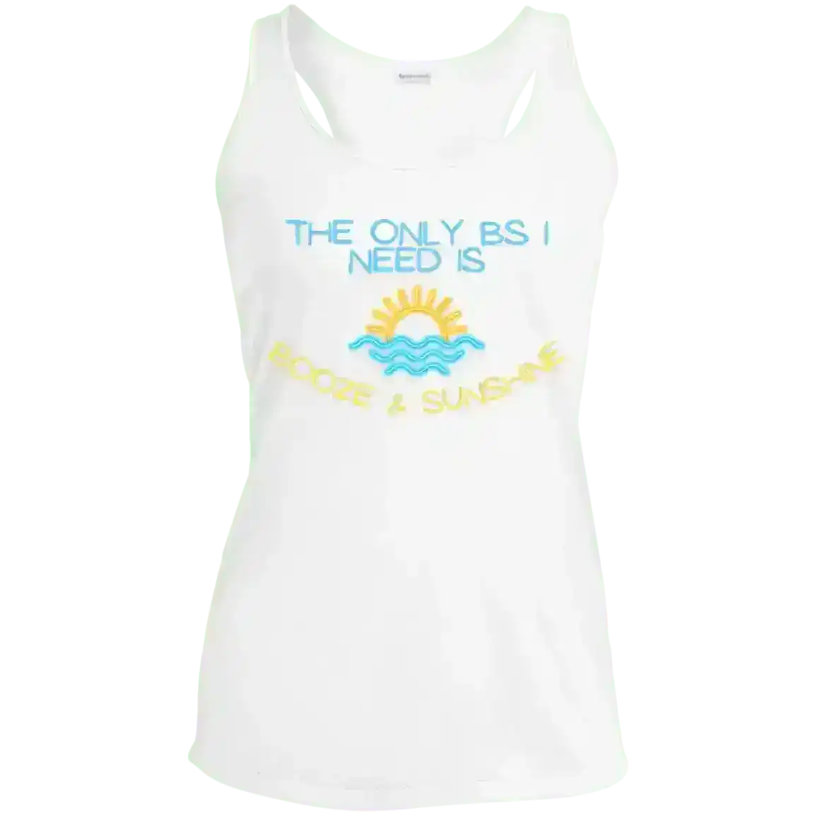 The Only BS I Need Is Booze & Sunshine Summer Drinking Humor Racerback Tank - Cady Creations