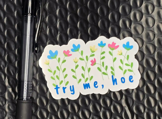 Try Me Hoe Floral Vinyl Sticker | Cute but Savage - Cady Creations