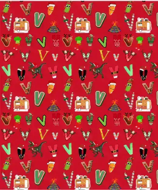 "V" Christmas Wrapping Paper – Alphabet Gift Swap Collection