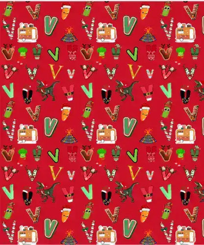 "V" Christmas Wrapping Paper – Alphabet Gift Swap Collection