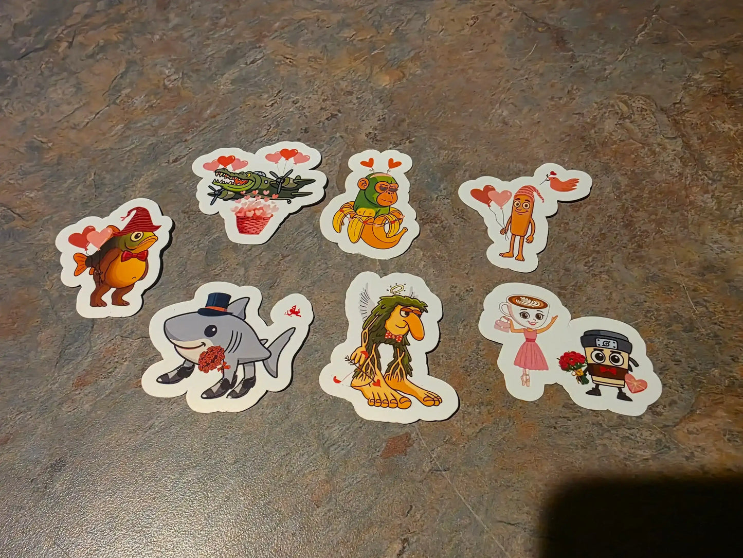  Valentine Brainrot Sticker Pack (7 Mini Stickers) - Cady Creations