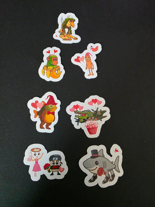  Valentine Brainrot Sticker Pack (7 Mini Stickers) - Cady Creations