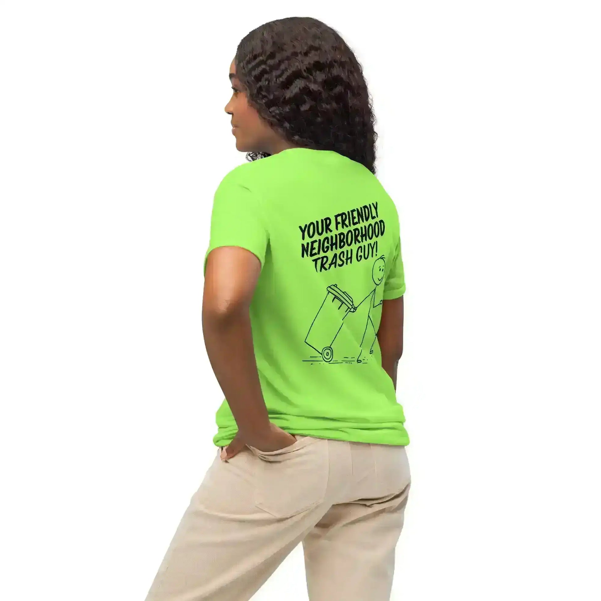 Waste Transfer Technician Tee – Funny Trash Guy Safety Green Shirt (Front & Back Print) - Cady Creations