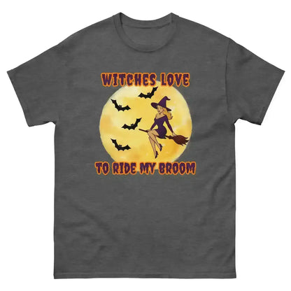 Witches Love To Ride My Broom Unisex Tee - Spooky Halloween Humor - Cady Creations