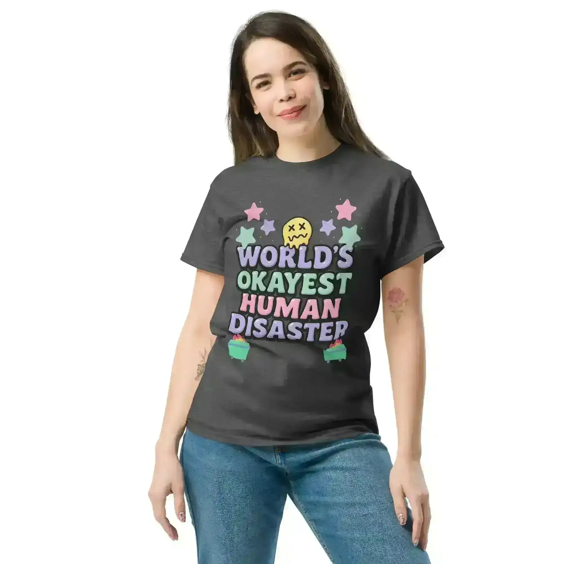 World's Okayest Human Disaster Unisex Tee - Wit & Whimsy Collection - Cady Creations