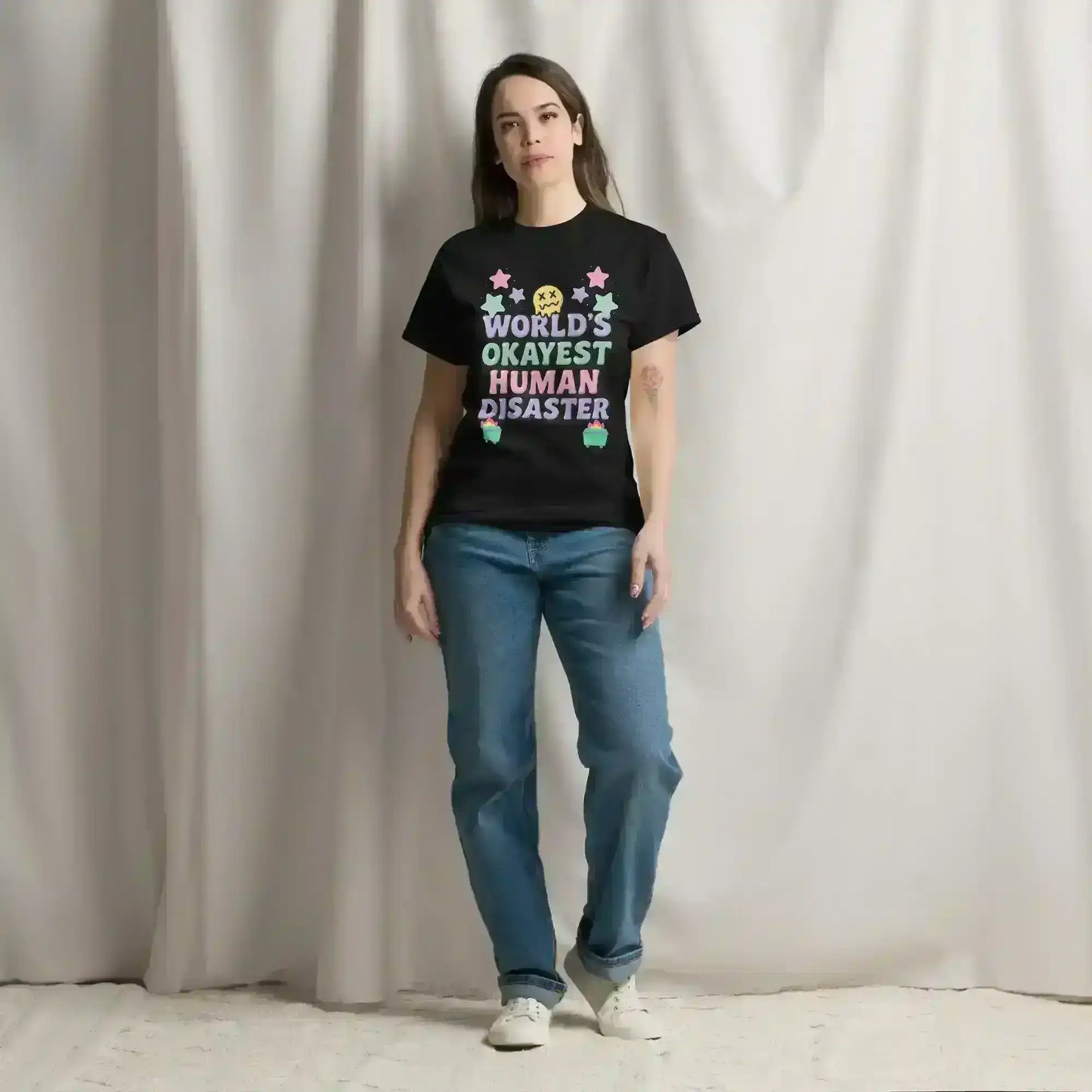 World's Okayest Human Disaster Unisex Tee - Wit & Whimsy Collection - Cady Creations