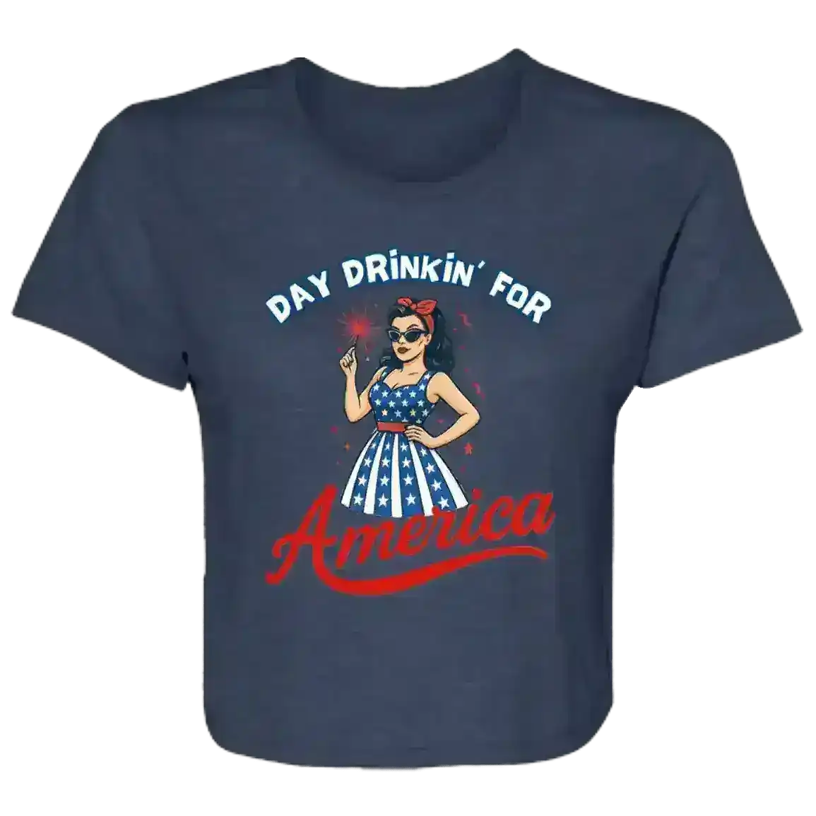 Day Drinkin' For America Patriotic Pin-Up Flowy Crop Top - Cady Creations