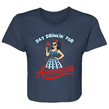 Day Drinkin' For America Patriotic Pin-Up Flowy Crop Top - Cady Creations