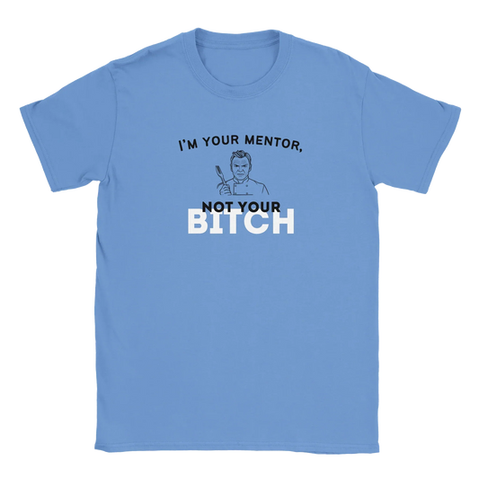 Gordon Ramsay "I'm Your Mentor, Not Your Biotch" graphic tee in blue.