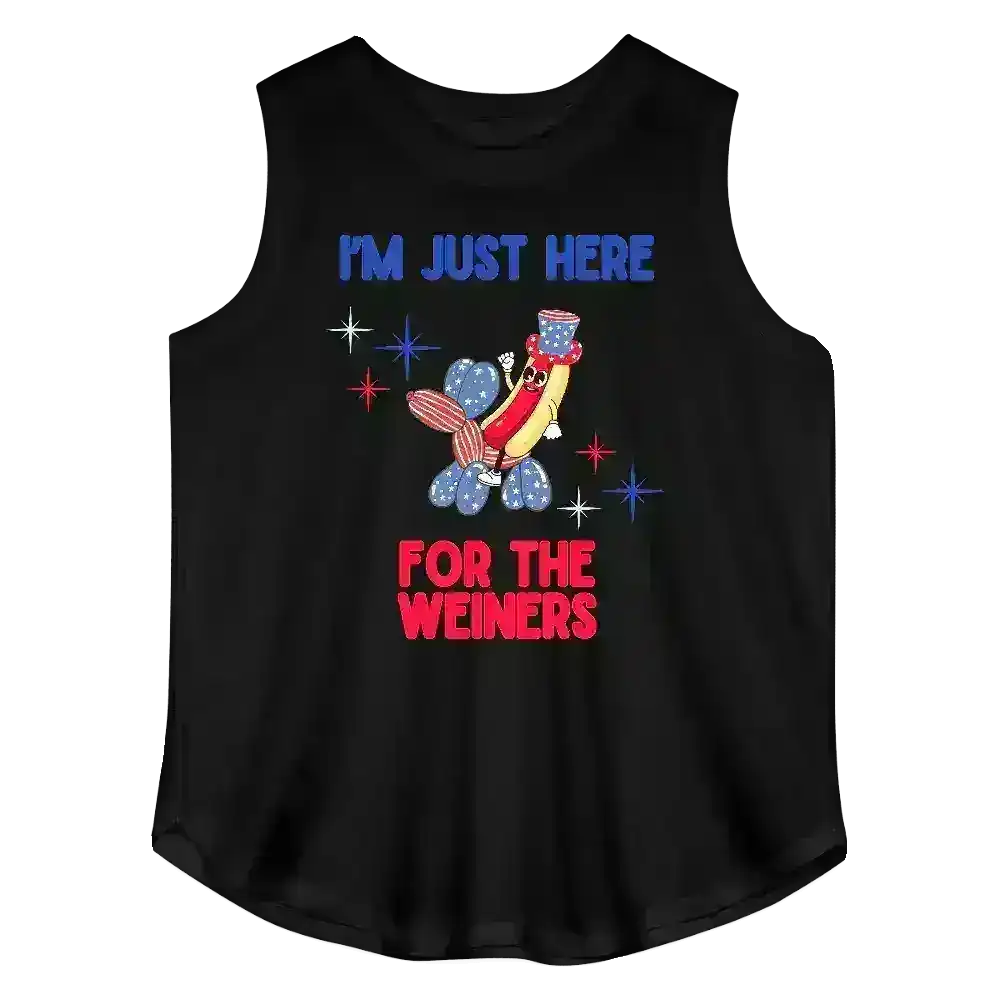 I'm Just Here For The Weiners Patriotic BBQ Humor Curvy Relaxed Tank - Cady Creations