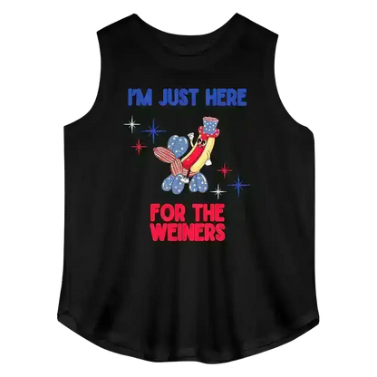 I'm Just Here For The Weiners Patriotic BBQ Humor Curvy Relaxed Tank - Cady Creations