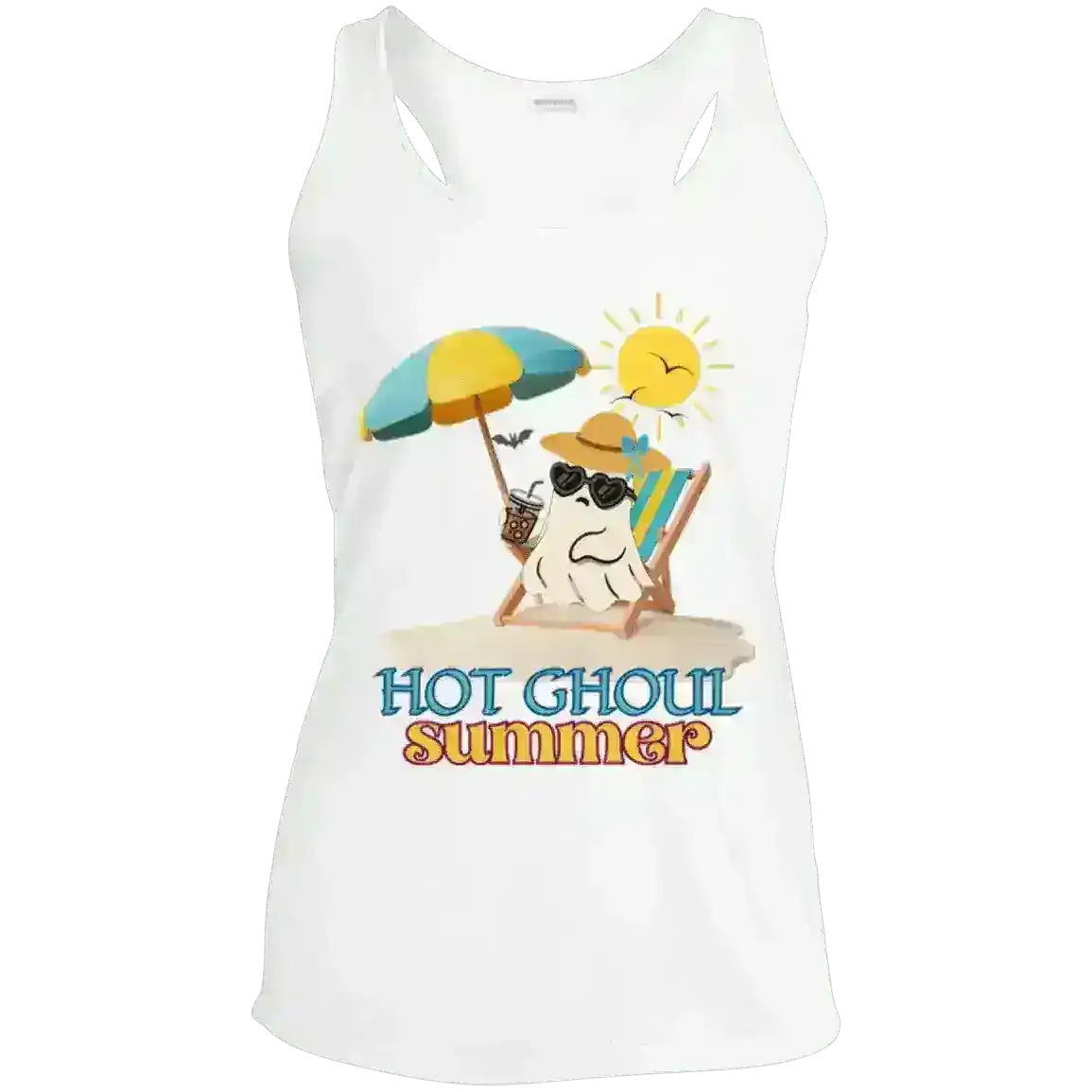 Hot Ghoul Summer Beach Ghost Humor Racerback Tank - Cady Creations