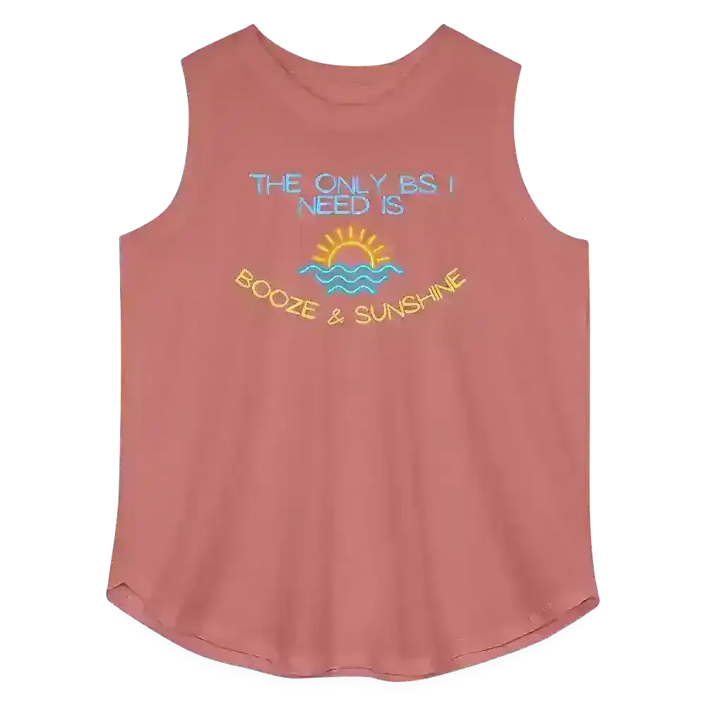 The Only BS I Need Is Booze & Sunshine Summer Drinking Humor Women's Curvy Relaxed Tank Top - Cady Creations
