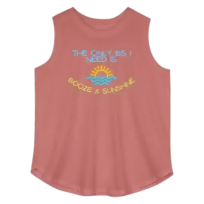 The Only BS I Need Is Booze & Sunshine Summer Drinking Humor Women's Curvy Relaxed Tank Top - Cady Creations