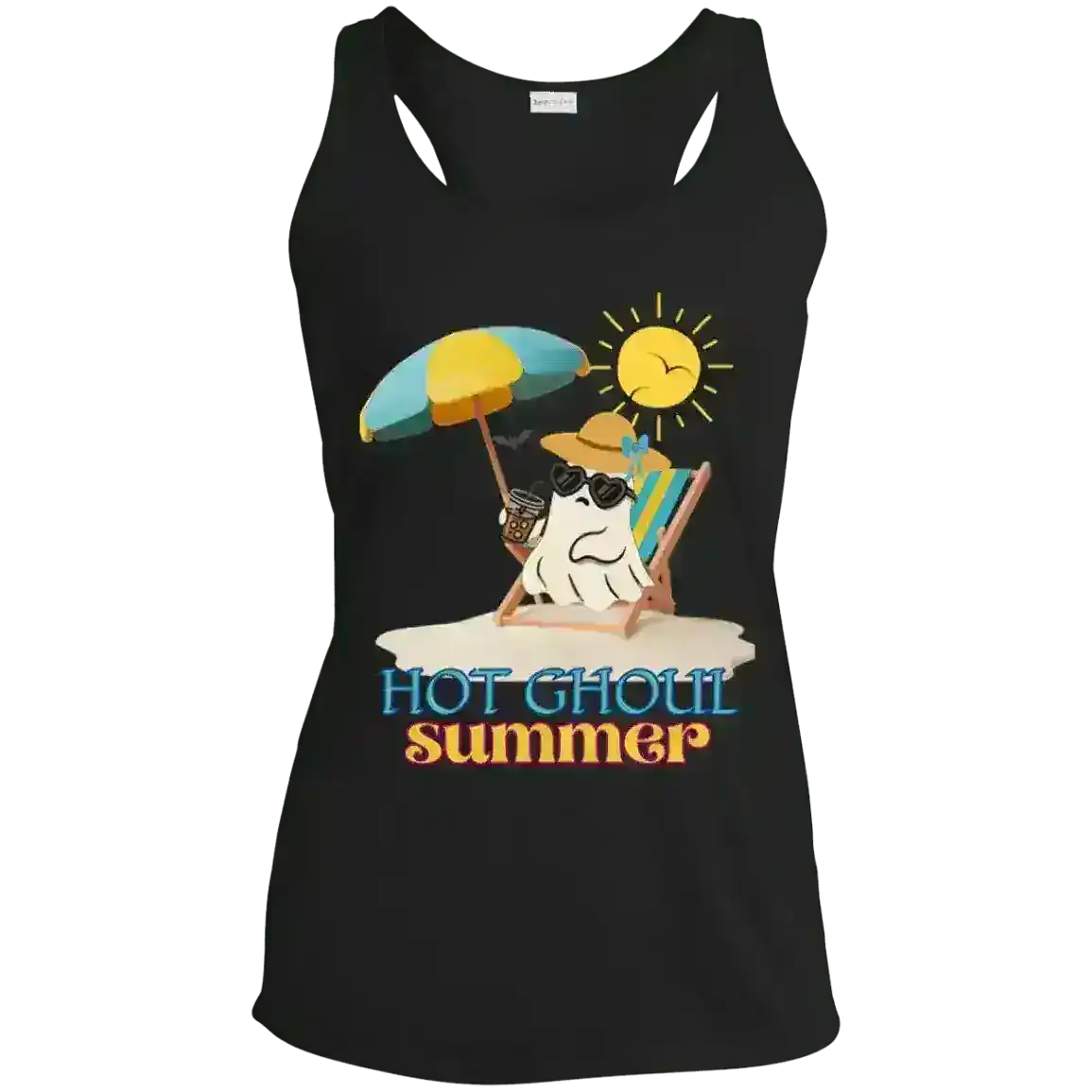 Hot Ghoul Summer Beach Ghost Humor Racerback Tank - Cady Creations