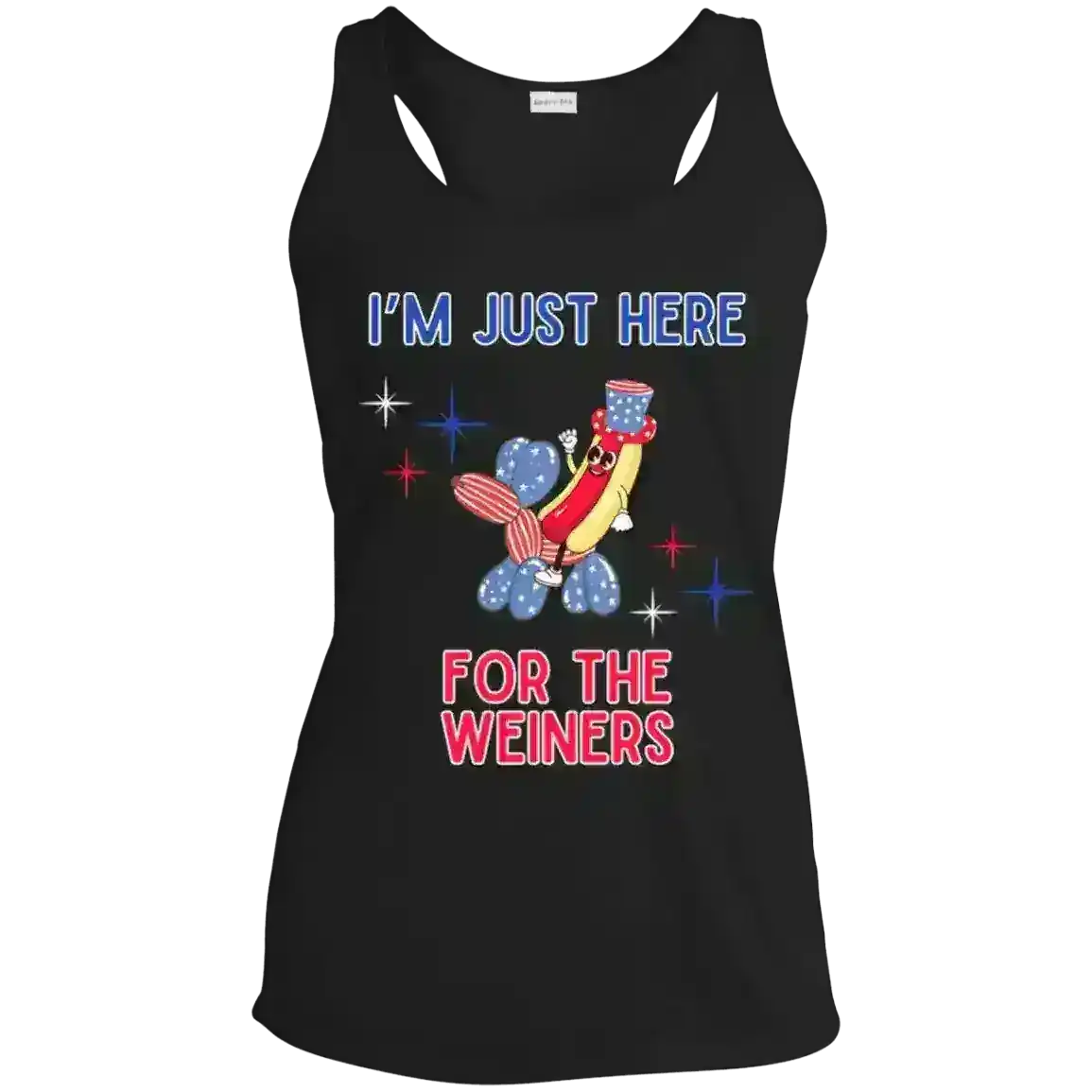 I'm Just Here For The Weiners Patriotic BBQ Humor Racerback Tank - Cady Creations