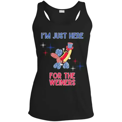 I'm Just Here For The Weiners Patriotic BBQ Humor Racerback Tank - Cady Creations
