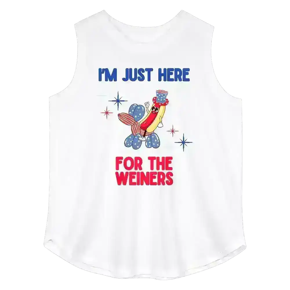 I'm Just Here For The Weiners Patriotic BBQ Humor Curvy Relaxed Tank - Cady Creations