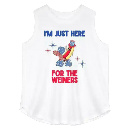 I'm Just Here For The Weiners Patriotic BBQ Humor Curvy Relaxed Tank - Cady Creations