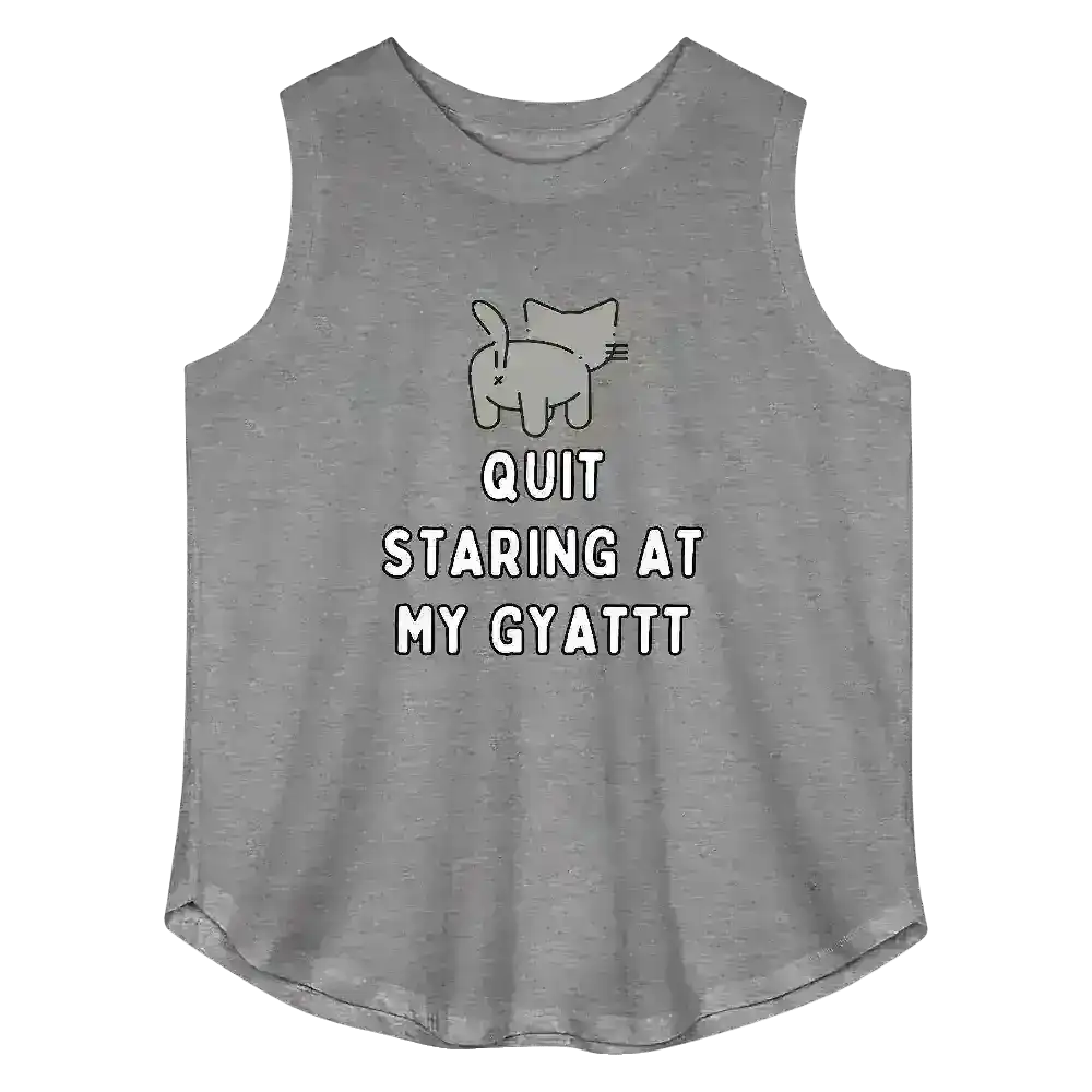 Quit Staring At My Gyattt Cat Curvy Relaxed Tank - Cady Creations