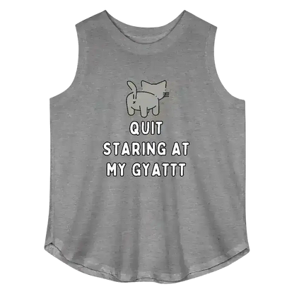 Quit Staring At My Gyattt Cat Curvy Relaxed Tank - Cady Creations