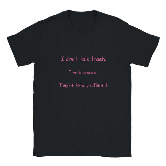 The Office graphic tee with "I don't talk trash, I talk smack" quote in pink text.