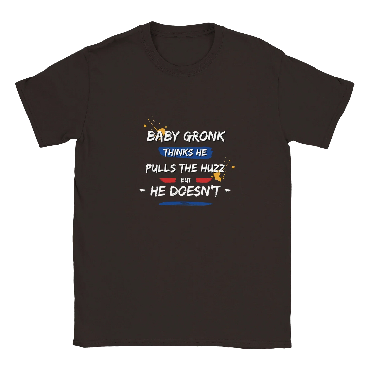 Baby Gronk graphic tee with humorous text about confidence and youth culture.