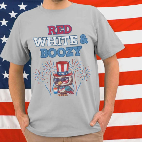 Red White & Boozy Patriotic Eagle July 4th Humor Unisex Tee - Cady Creations-Cady Creations