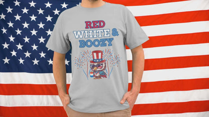 Red White & Boozy Patriotic Eagle July 4th Humor Unisex Tee - Cady Creations-Cady Creations