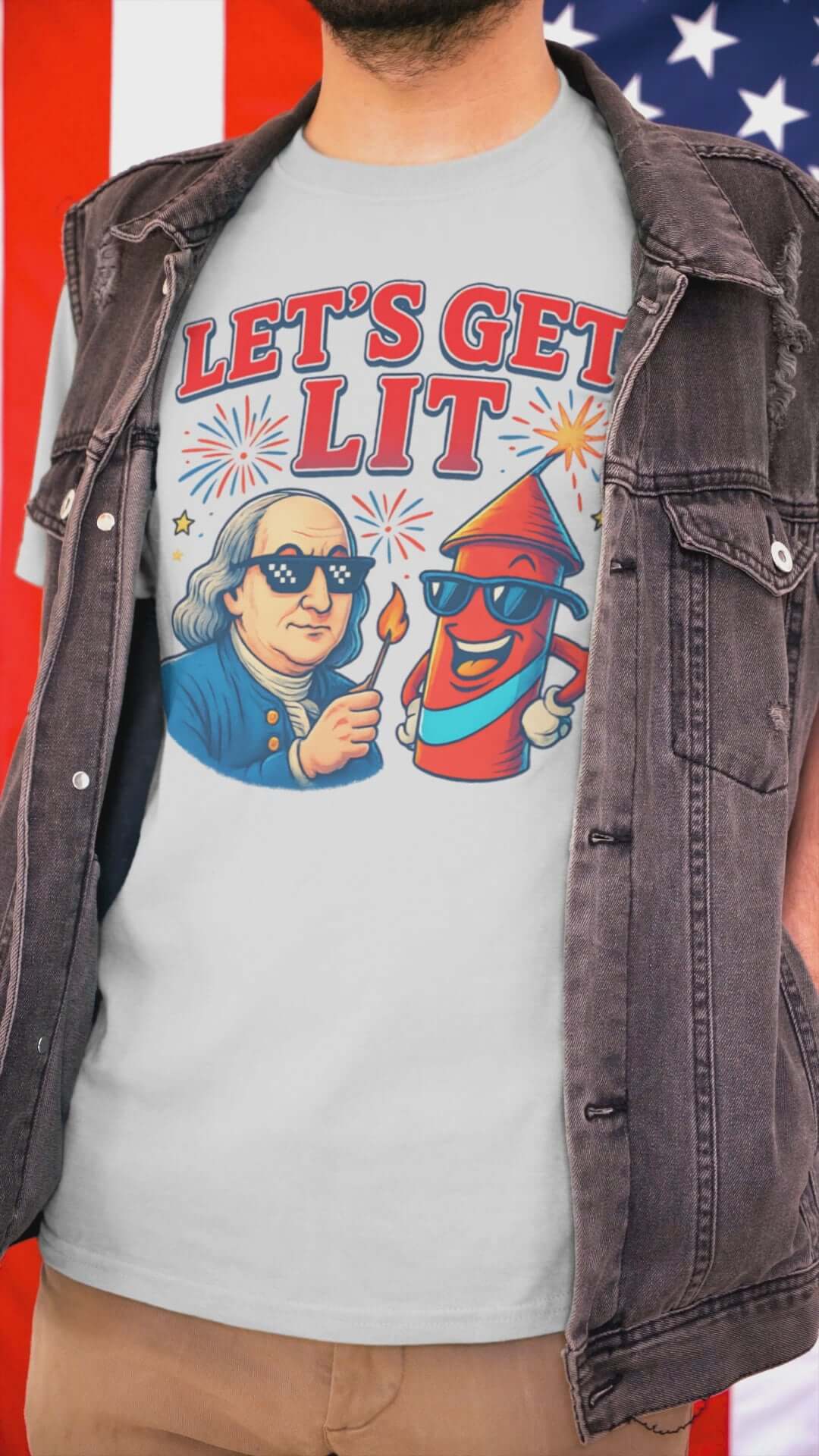 Let's Get Lit Benjamin Franklin July 4th Humor Unisex Tee - Cady Creations-Cady Creations