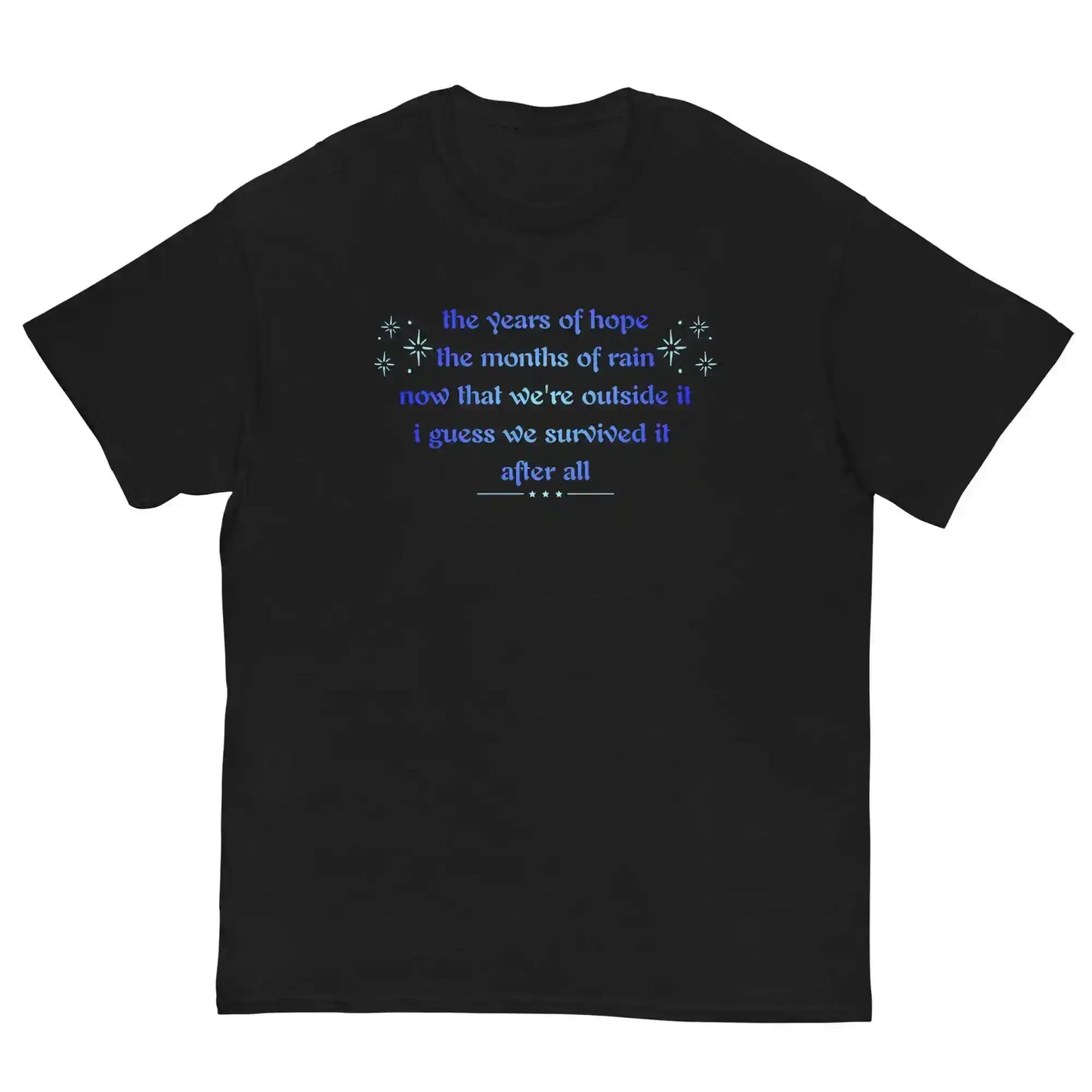 Unisex black graphic tee with blue inspirational text, Cady Creations classic t-shirt