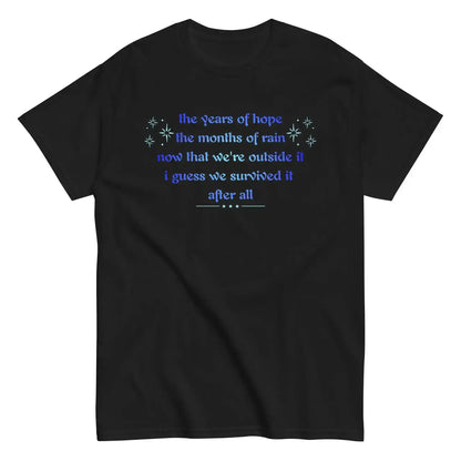 Black unisex graphic tee with blue inspirational text, Cady Creations classic t-shirt front