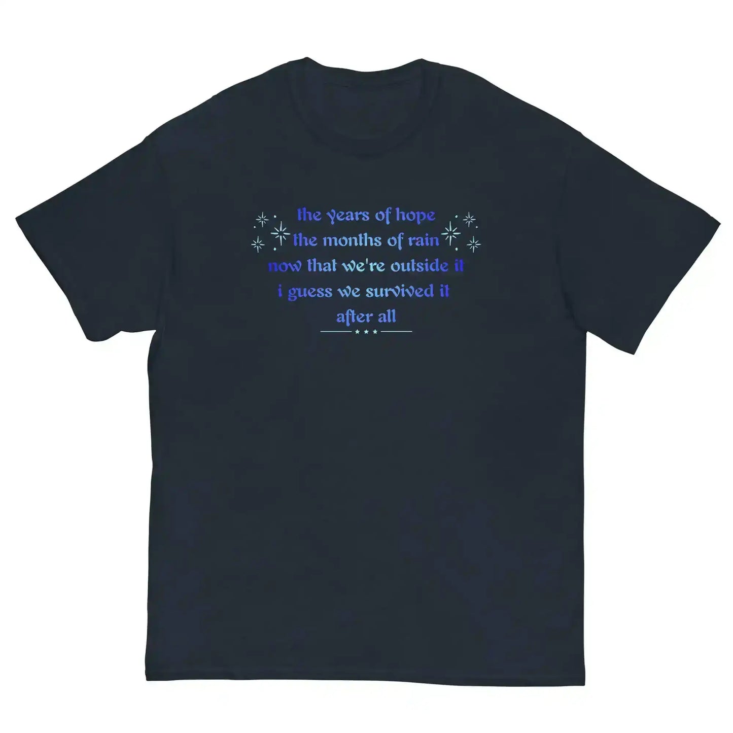 Unisex navy graphic tee with blue inspirational quote, Cady Creations classic shirt
