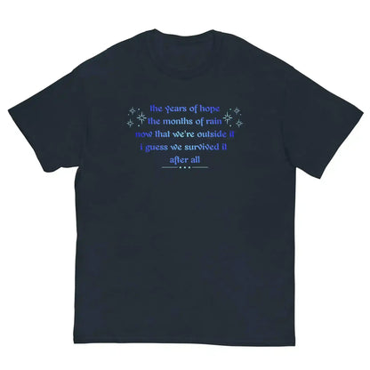 Unisex navy graphic tee with blue inspirational quote, Cady Creations classic shirt