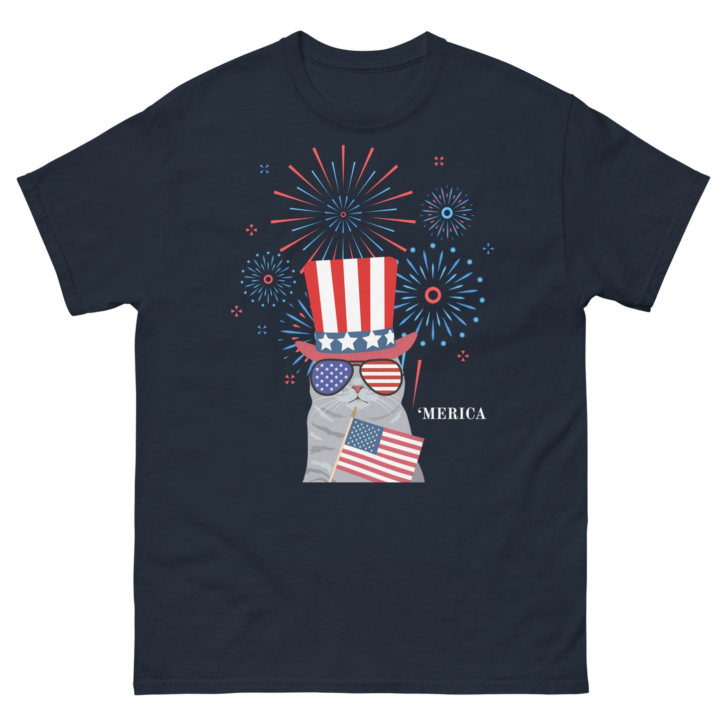 Patriotic Firework Cat - Unisex Tee - Cady Creations